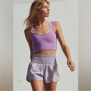 FREE PEOPLE Movement No Way Home Lavender High Waisted Lined Shorts